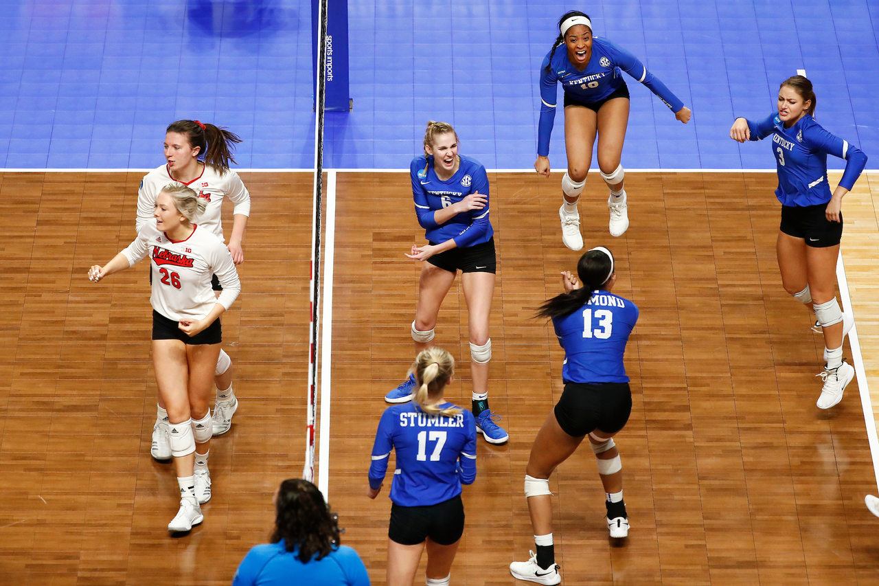 Team. Kendyl Paris. Caitlyn Cooper. Madison Lilley.

Kentucky falls to Nebraska 3-0 in the NCAA Volleyball Sweet 16 at The Maturi Pavillion in Minneapolis, MN, on Friday, December 7, 2018.

Photo by Chet White | UK Athletics