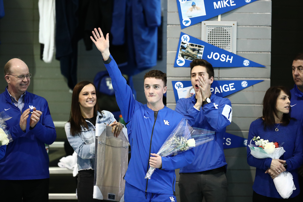 The UK men's and women's swim and drive teams beat Louisville on Senior Day at the Lancaster Aquatic Center on Saturday, January 26, 2019.

Photo by Elliott Hess | UK Athletics