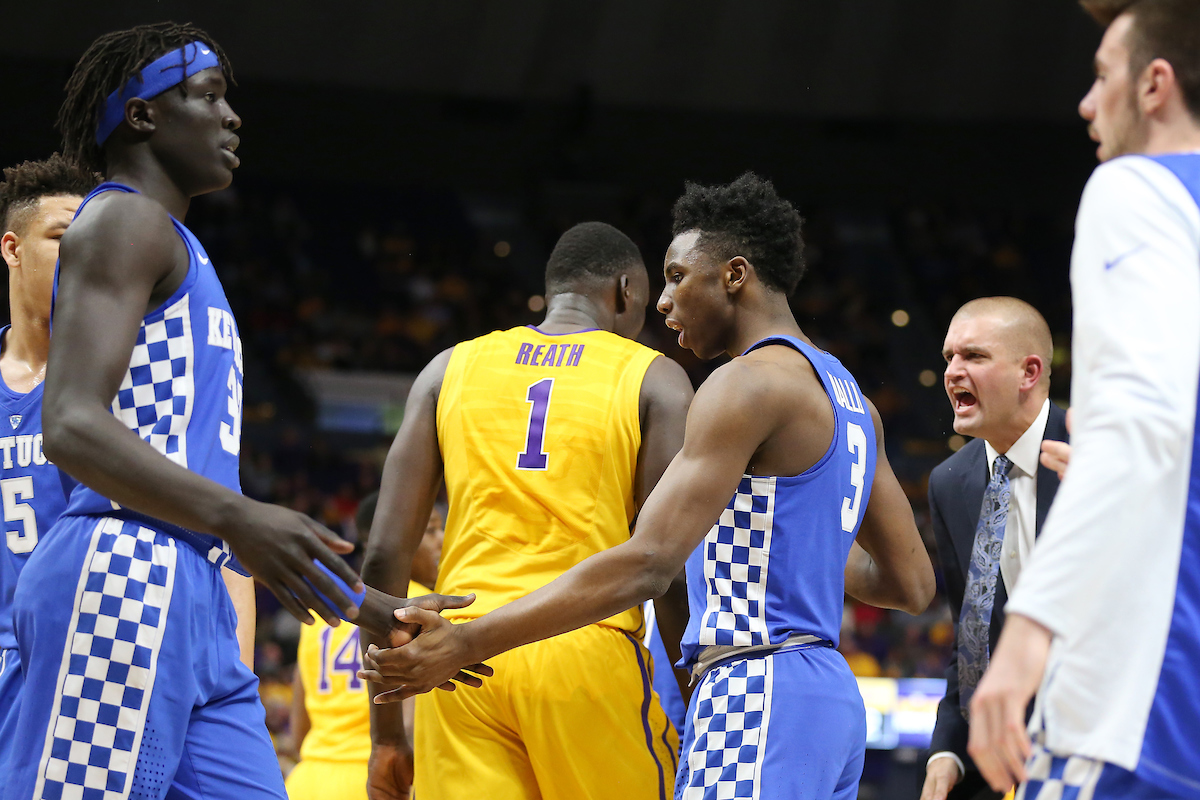 Wenyen Gabriel. Hamidou Diallo. Joel Justus.

The University of Kentucky men's basketball team beat LSU 74-71 at the Pete Maravich Assembly Center in Baton Rouge, La., on Wednesday, January 3, 2018.

Photo by Chet White | UK Athletics