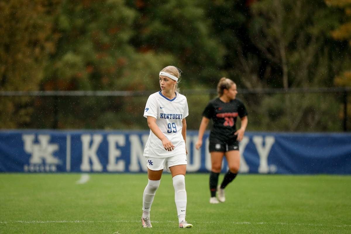 Marie Olesen.

UK women’s soccer tied Georgia 1-1 in double OT on Sunday, October 11, 2020, at The Bell in Lexington, Ky.

Photo by Chet White | UK Athletics