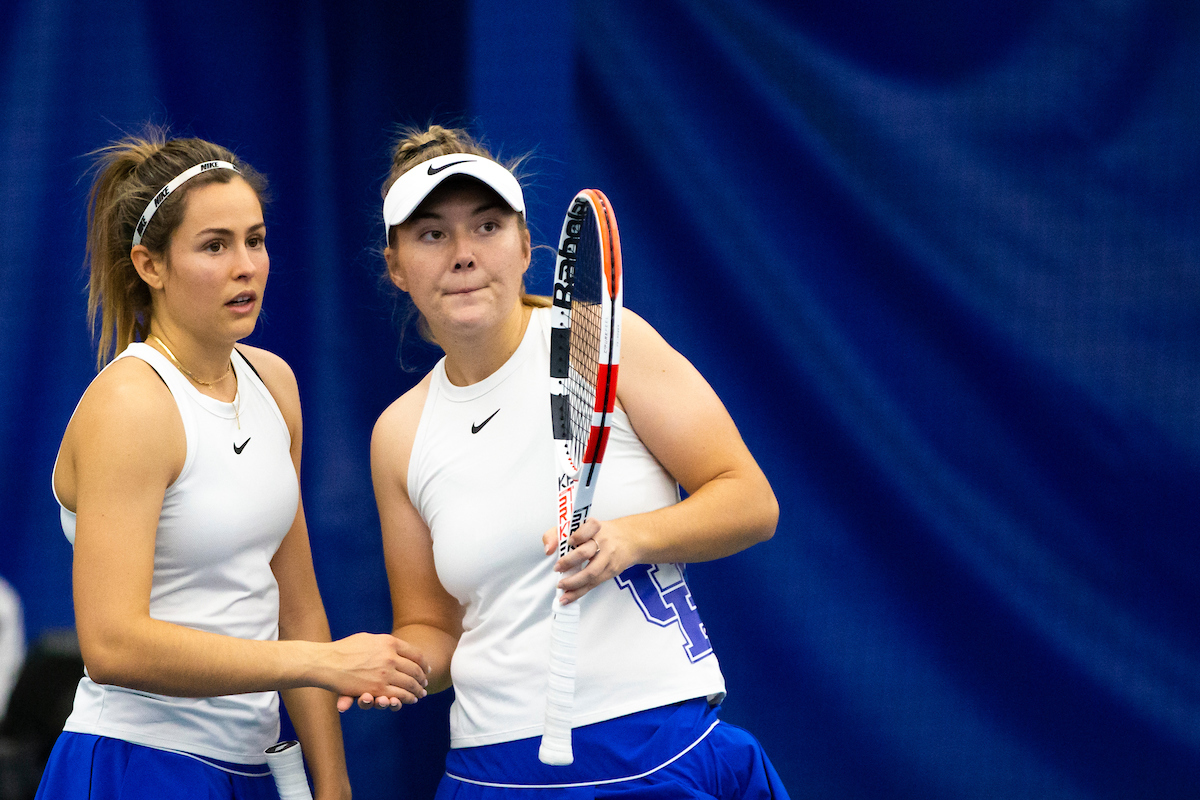 Carla Girbau & Elizabeth Stevens.

Kentucky defeats Marshall 5-2.

Photo by Grace Bradley | UK Athletics