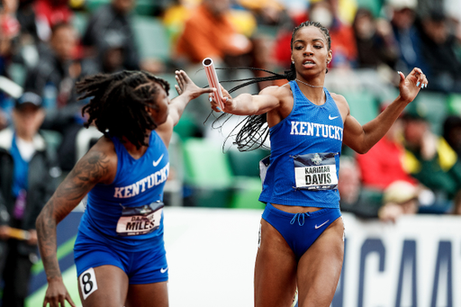 Karimah Davis. Dajour Miles.

Day Four. The UK women’s track and field team placed third at the NCAA Track and Field Outdoor Championships at Hayward Field in Eugene, Or.

Photo by Chet White | UK Athletics