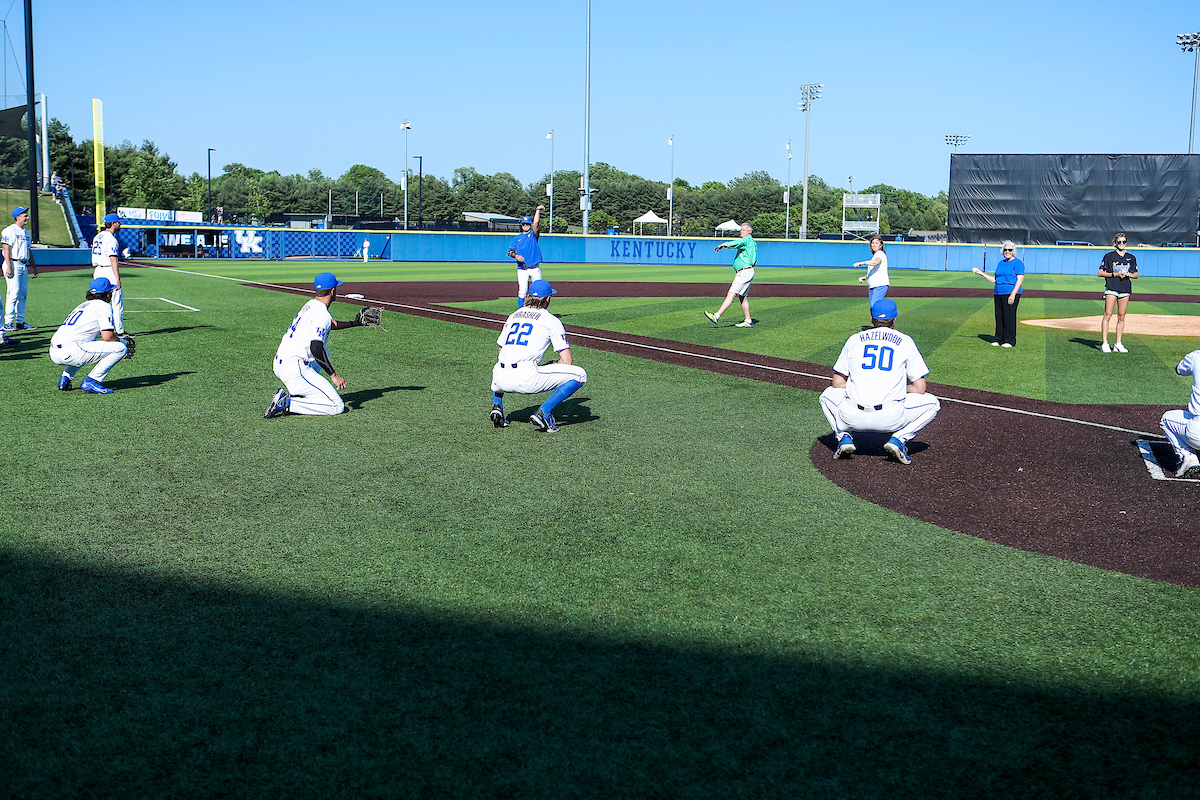 Senior Family First Pitch.

2022 Kentucky Baseball Senior Day.

Photo by Sarah Caputi | UK Athletics