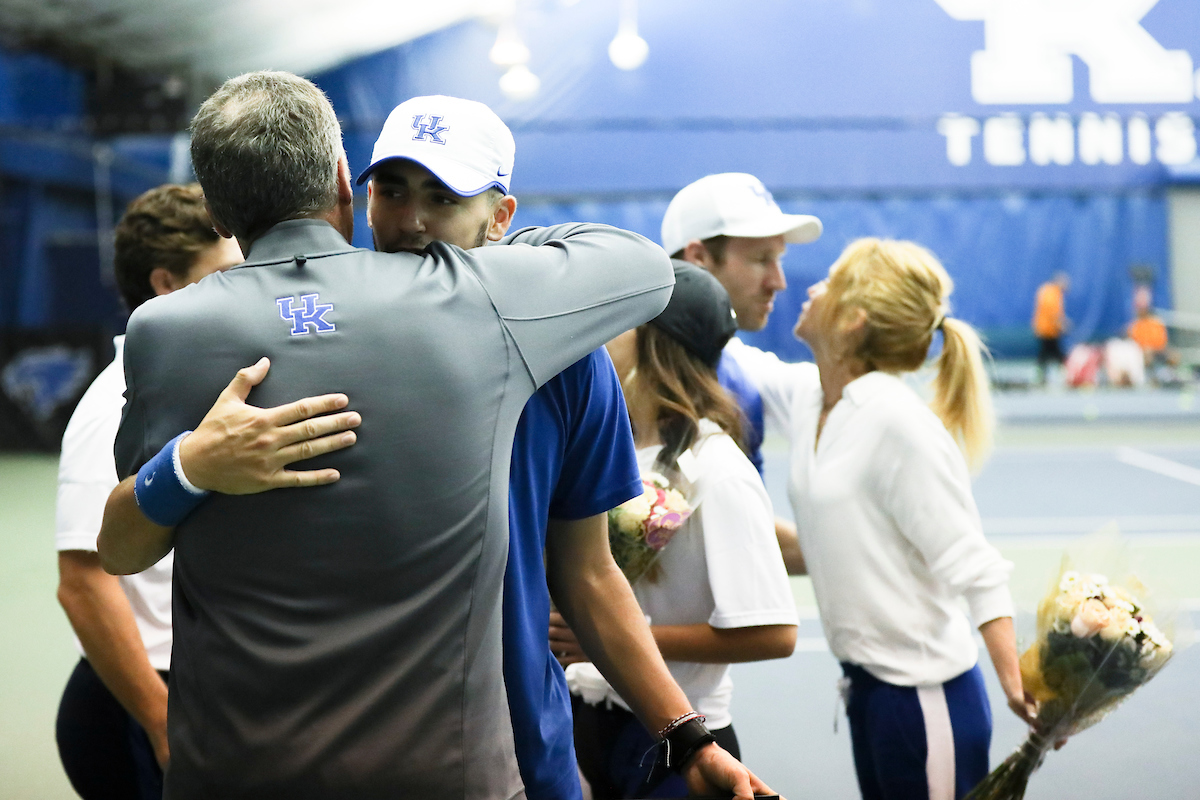 Senior Day. Enzo Wallart. 

Kentucky men's tennis falls to Tennessee 0-4 on Sunday, April 14th..

Photo by Eddie Justice | UK Athletics