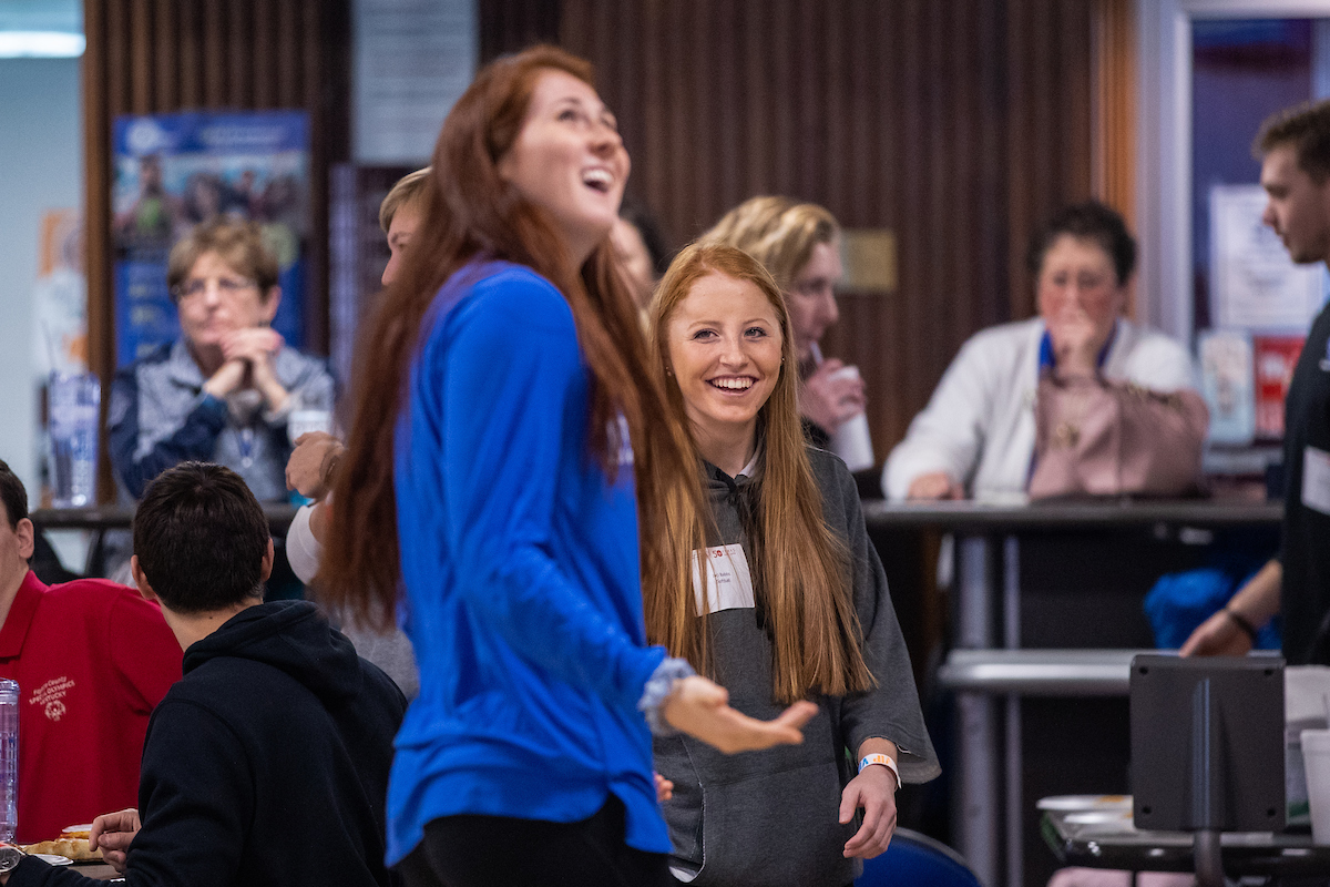 UK athletes bowl with members of Special Olympics at Collins Bowling Alley on , Saturday Dec. 8, 2018  in Lexington, Ky. Photo by Mark Mahan