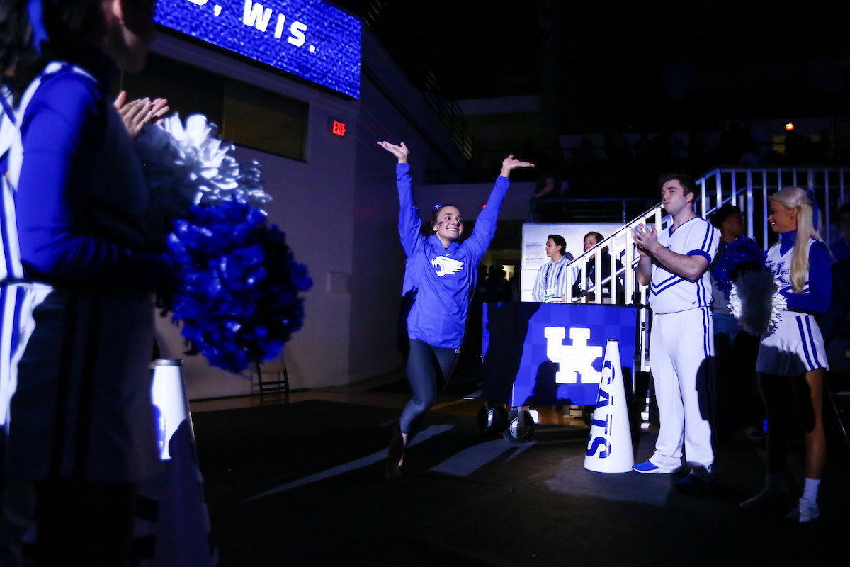 Raina Albores.

Kentucky falls to Georgia 197.050-196.825.

Photo by Hannah Phillips | UK Athletics