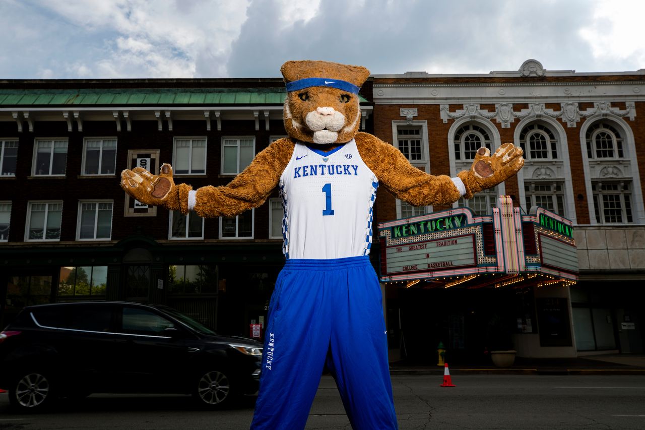 Wildcat.

UK menâ??s basketball photo shoot at the Kentucky Theater.

Photo by Chet White | UK Athletics