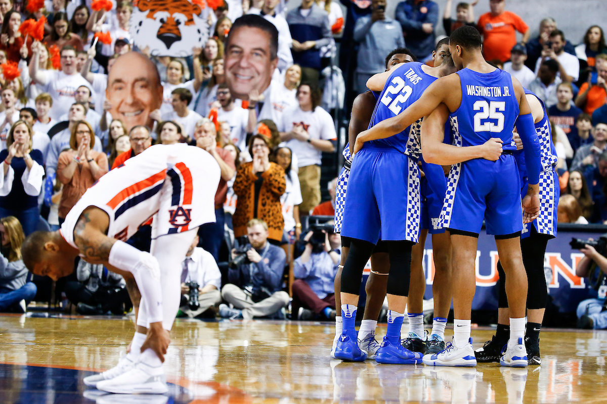 Team. Huddle.

Kentucky beat Auburn 82-80 at Auburn Arena in Auburn, AL., on Saturday, January 19, 2019.

Photo by Chet White | UK Athletics