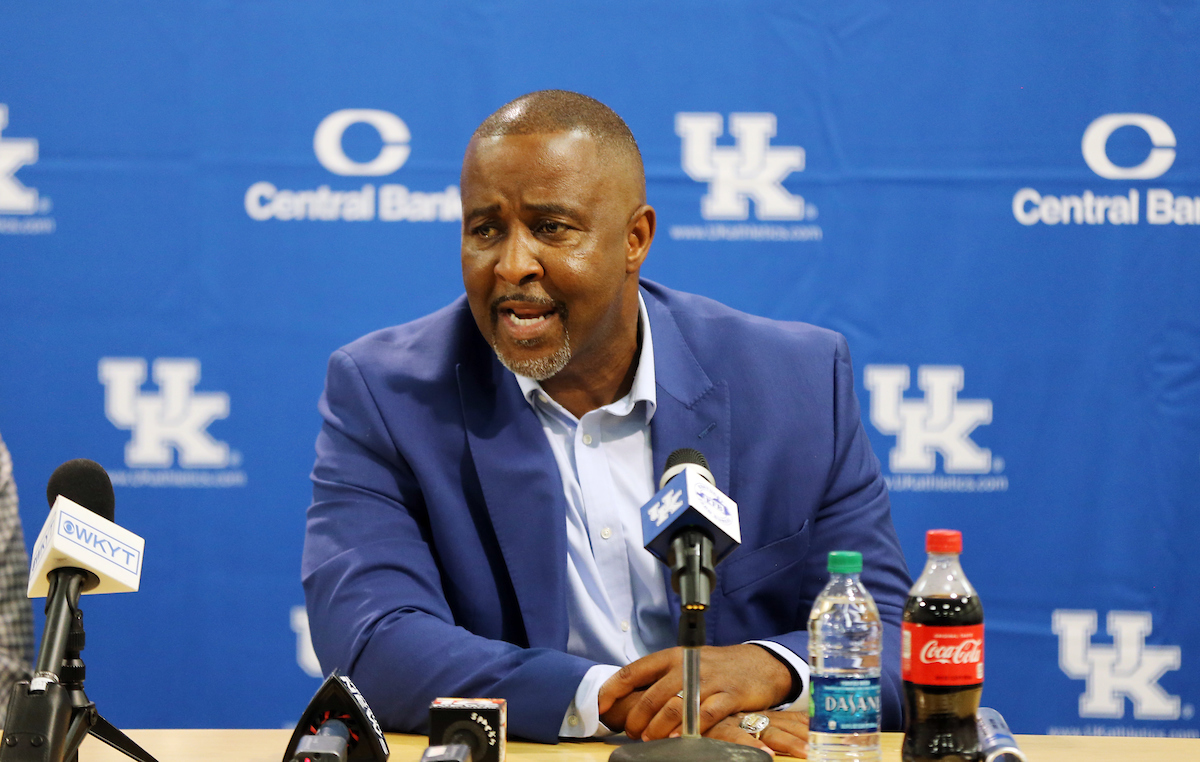 Mitch Barnhart announces new head Track and Field coach Lonnie Greene. 

Photo by Britney Howard | UK Athletics