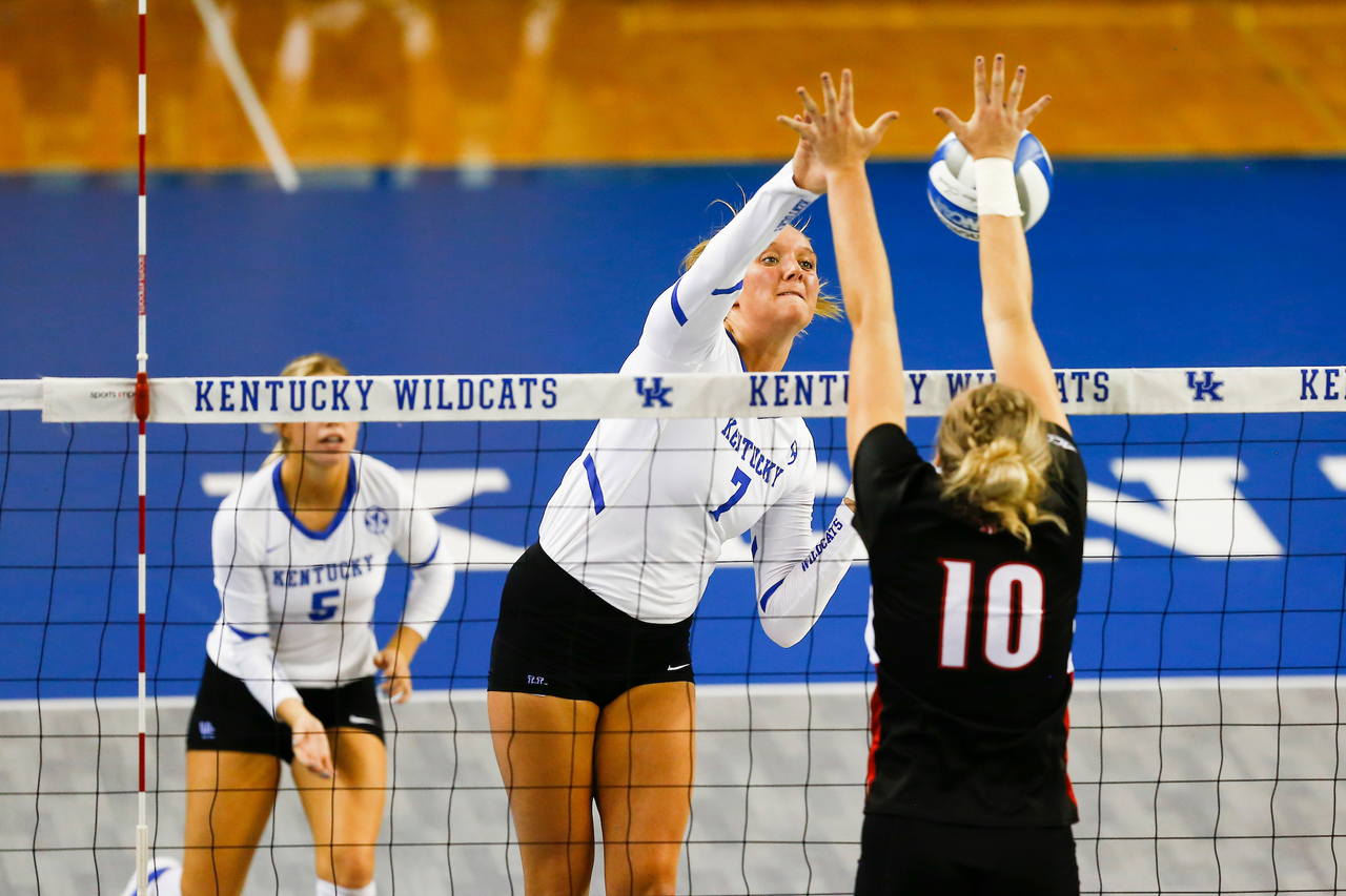 Leah Meyer.

UK defeats UofL 3-0.  

Photo by Hannah Phillips | UK Athletics