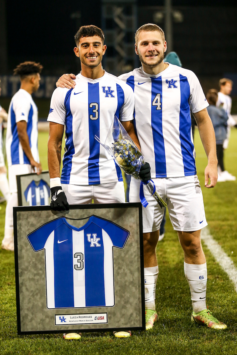 Lucca Rodrigues, Luis Grassow.

Kentucky MSOC Recognizes 14 Seniors.

Photo by Grace Bradley | UK Athletics