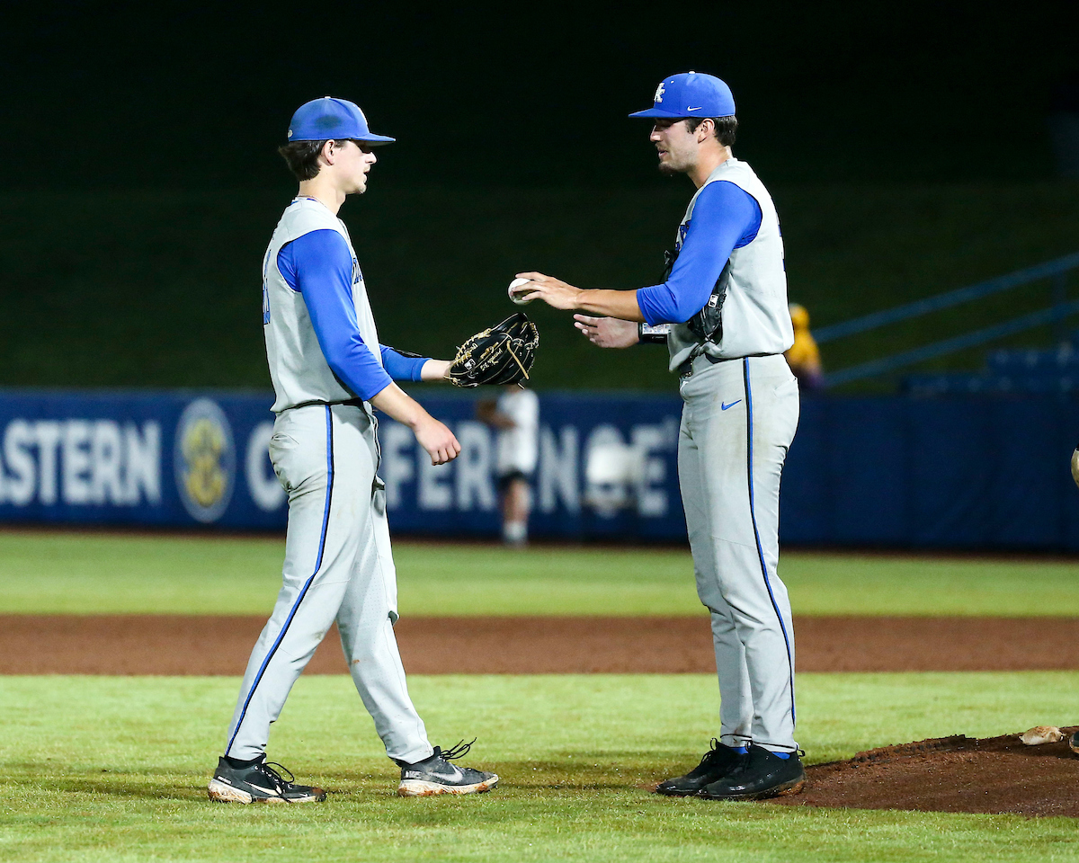 Zack Lee. Mason Hazelwood.

Kentucky loses to LSU 6-11.

Photo by Sarah Caputi | UK Athletics