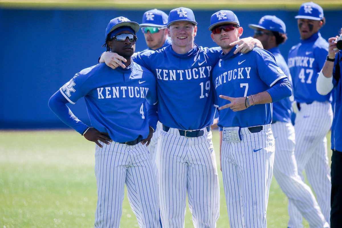 Zeke Lewis, Nolan McCarthy, and Drew Grace.

Kentucky beats Mizzou 5 - 4.

Photo by Sarah Caputi | UK Athletics