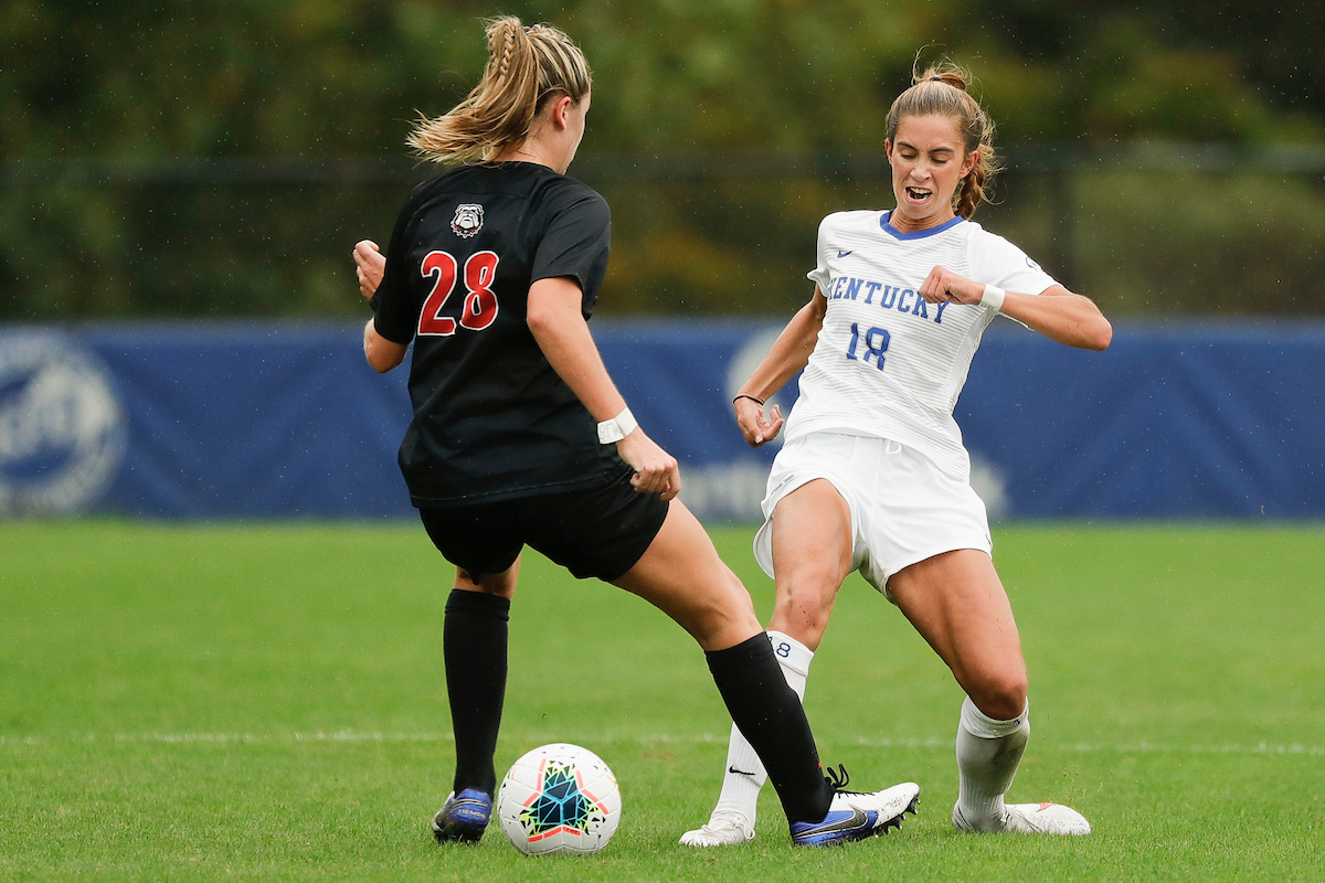 Caroline Trout.

UK women’s soccer tied Georgia 1-1 in double OT on Sunday, October 11, 2020, at The Bell in Lexington, Ky.

Photo by Chet White | UK Athletics