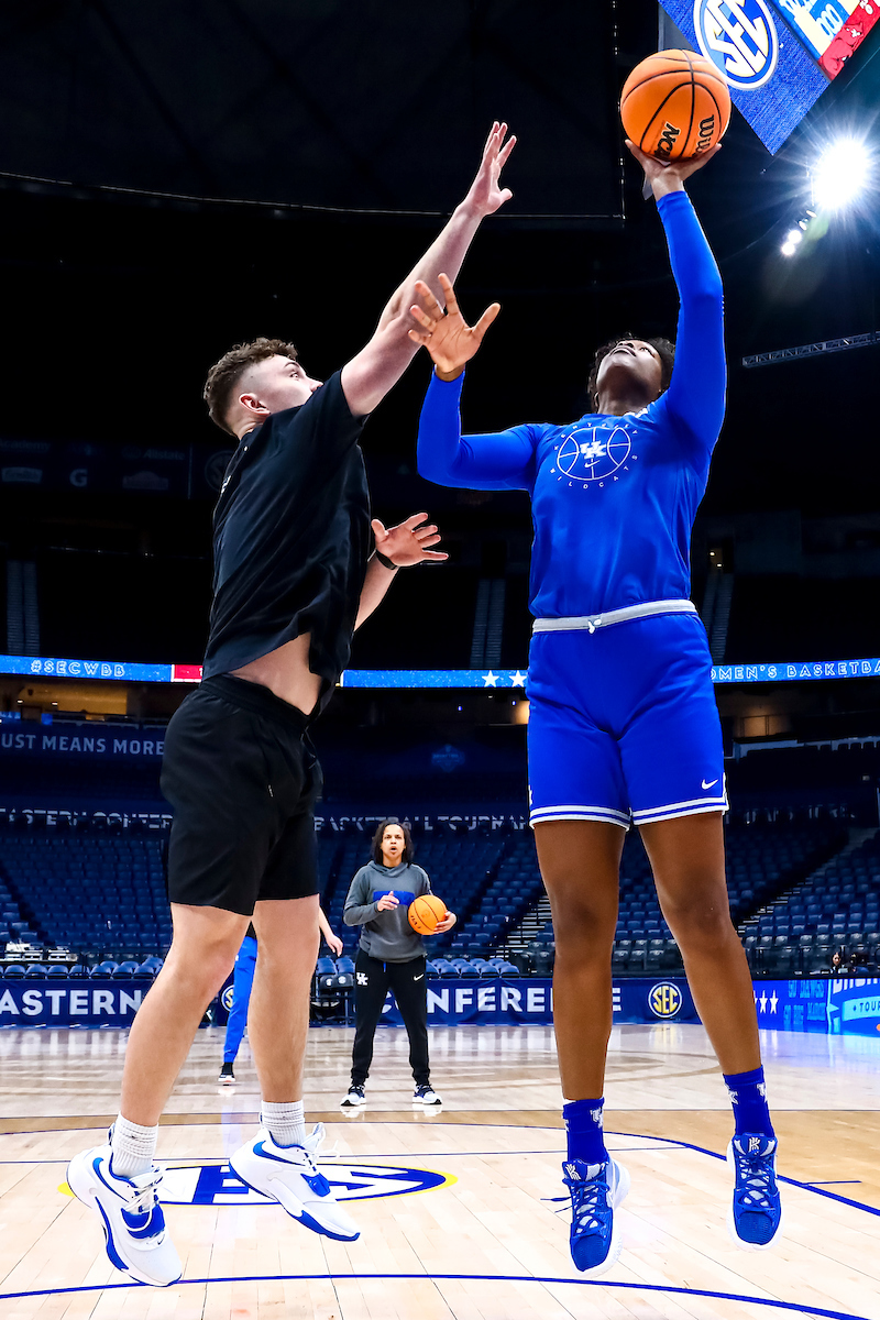 Olivia Owens.

Kentucky shootaround day one for the SEC Tournament.

Photo by Eddie Justice | UK Athletics