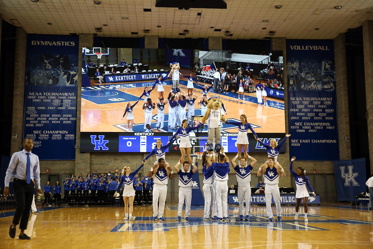 Cheer
The Women's Basketball team beat Lincoln Memorial University.
Photo by Britney Howard | UK Athletics