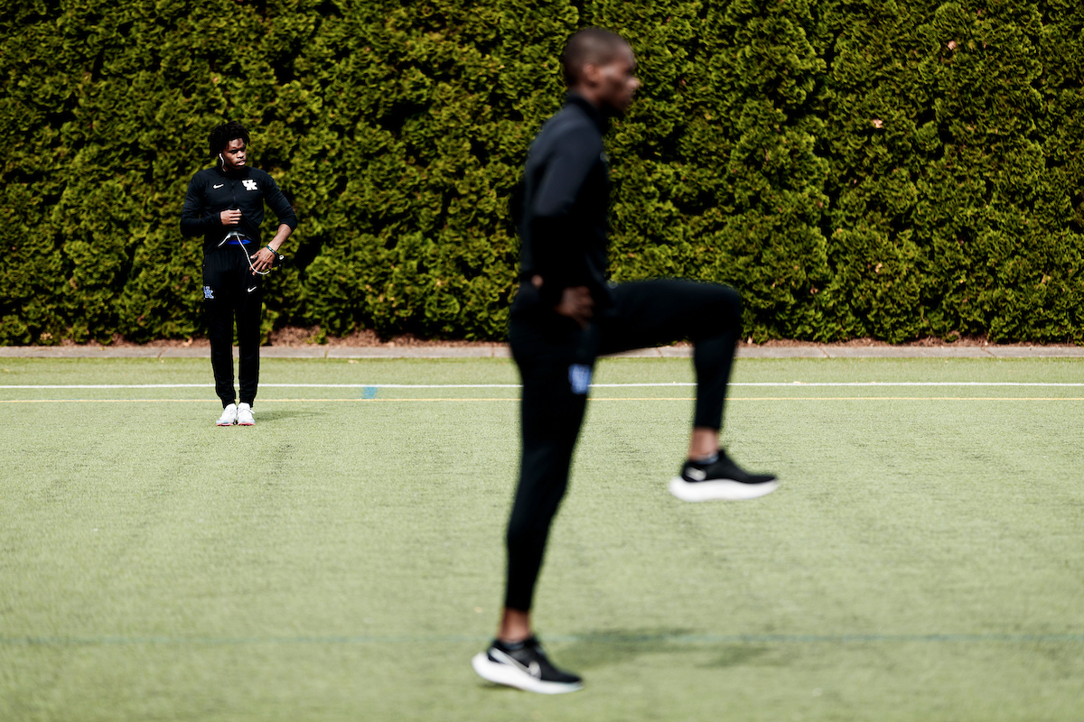 Lance Lang. Dwight St. Hillaire.

Shake out.

NCAA Track and Field Outdoor Championships.

Photo by Chet White | UK Athletics