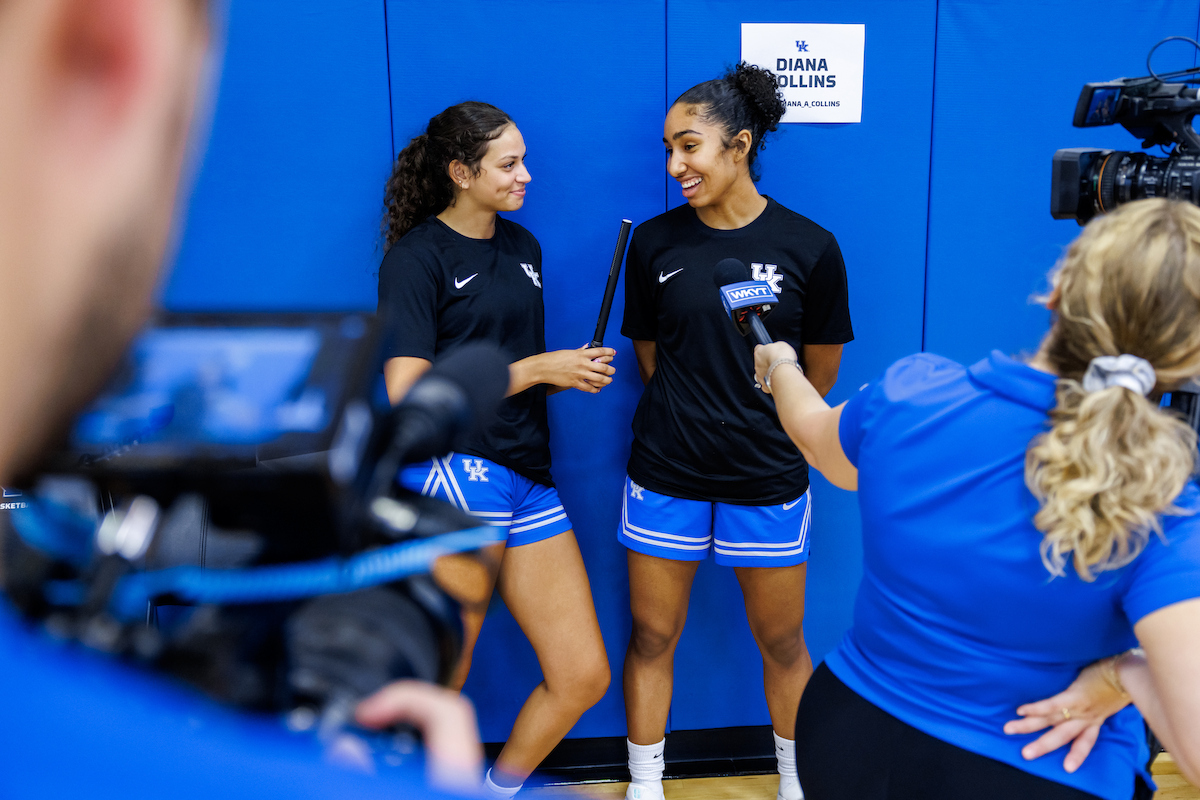 A picture of Gabby Brooks interviewing Diana Collins