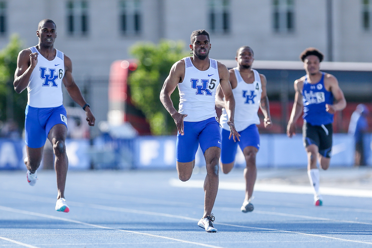 Dwight St. Hillaire, Lance Lang, and Kennedy Lightner.

Kentucky Open (Outdoor).

Photo by Sarah Caputi | UK Athletics