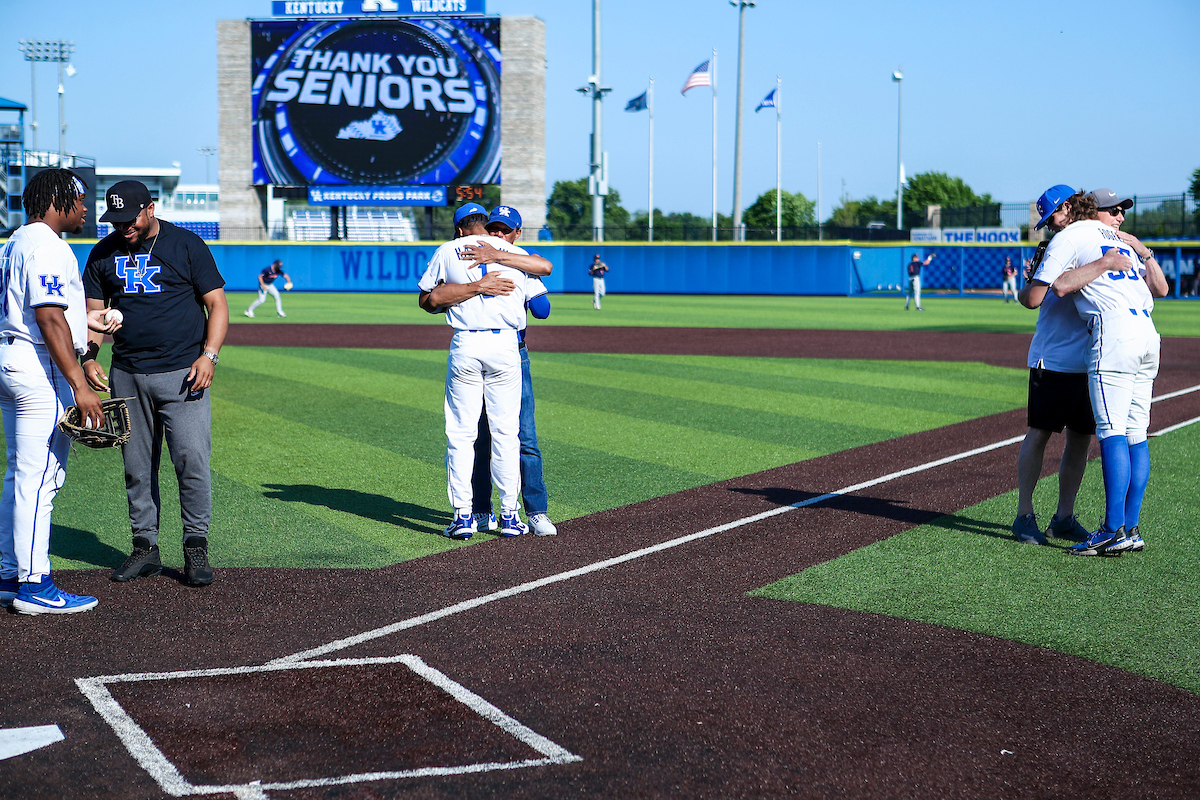 Senior Family First Pitch.

2022 Kentucky Baseball Senior Day.

Photo by Sarah Caputi | UK Athletics