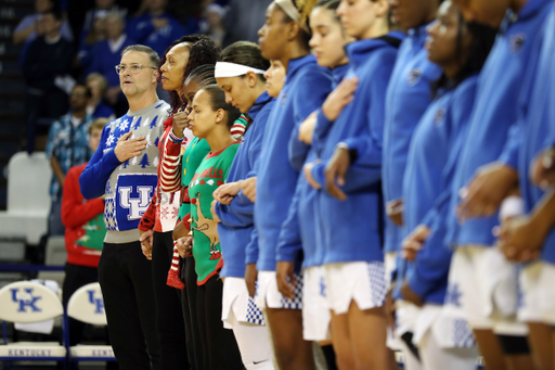 National Anthem
The women's basketball team beat Murray State 88-49 on Friday, December 21, 2018. 

Photo by Britney Howard  | UK Athletics