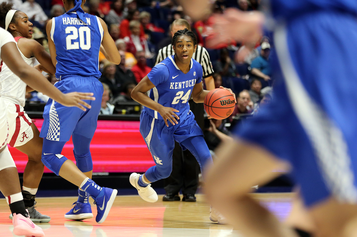 Taylor Murray

The University of Kentucky women's basketball team beat Alabama in the SEC Tournament on Thursday, March 1, 2018 at Bridgestone Arena in Nashville, TN.

Photo by Britney Howard | UK Athletics