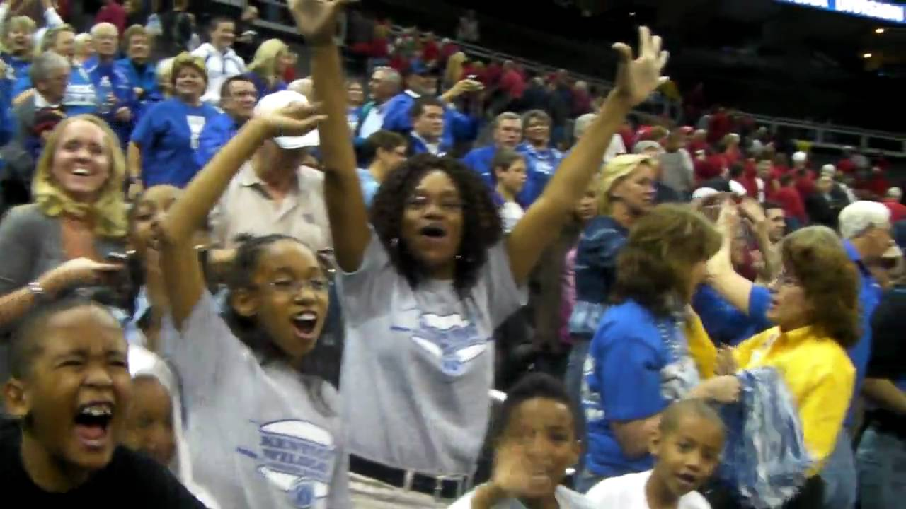 Mitchell celebrates with the Big Blue Nation