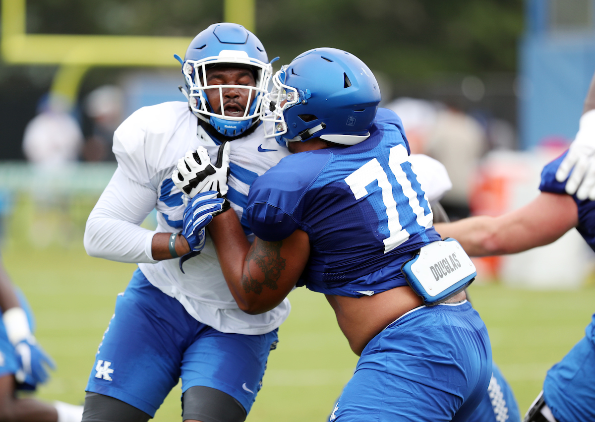 The Football Team training camp Friday, August 10,  2018. 

Photo by Britney Howard | UK Athletics