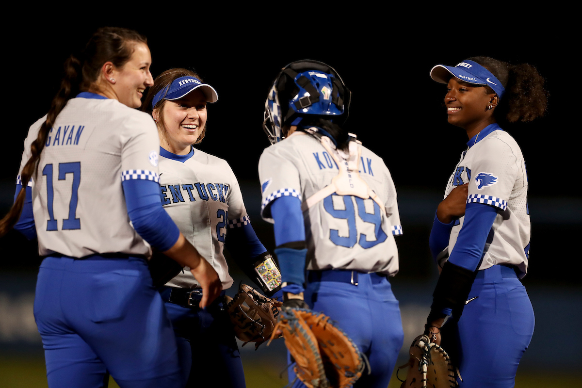 Sloan Gayan. Emmy Blane. Kayla Kowalik. Meeko Harrison.

Kentucky loses to Ole Miss 7-6.

Photos by Chet White | UK Athletics