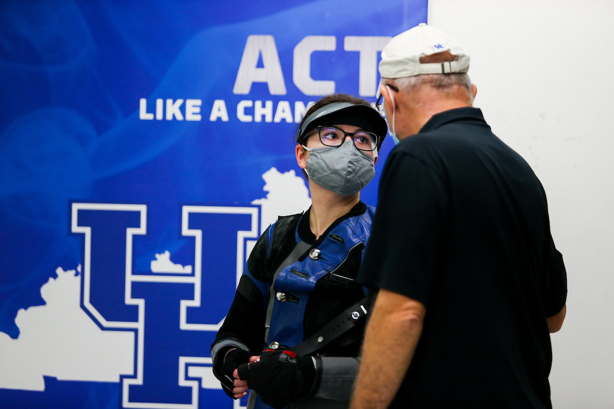 Jaden Thompson and Coach Harry Mullins.

Kentucky defeats Murray and Morehead.

Photo by Hannah Phillips | UK Athletics