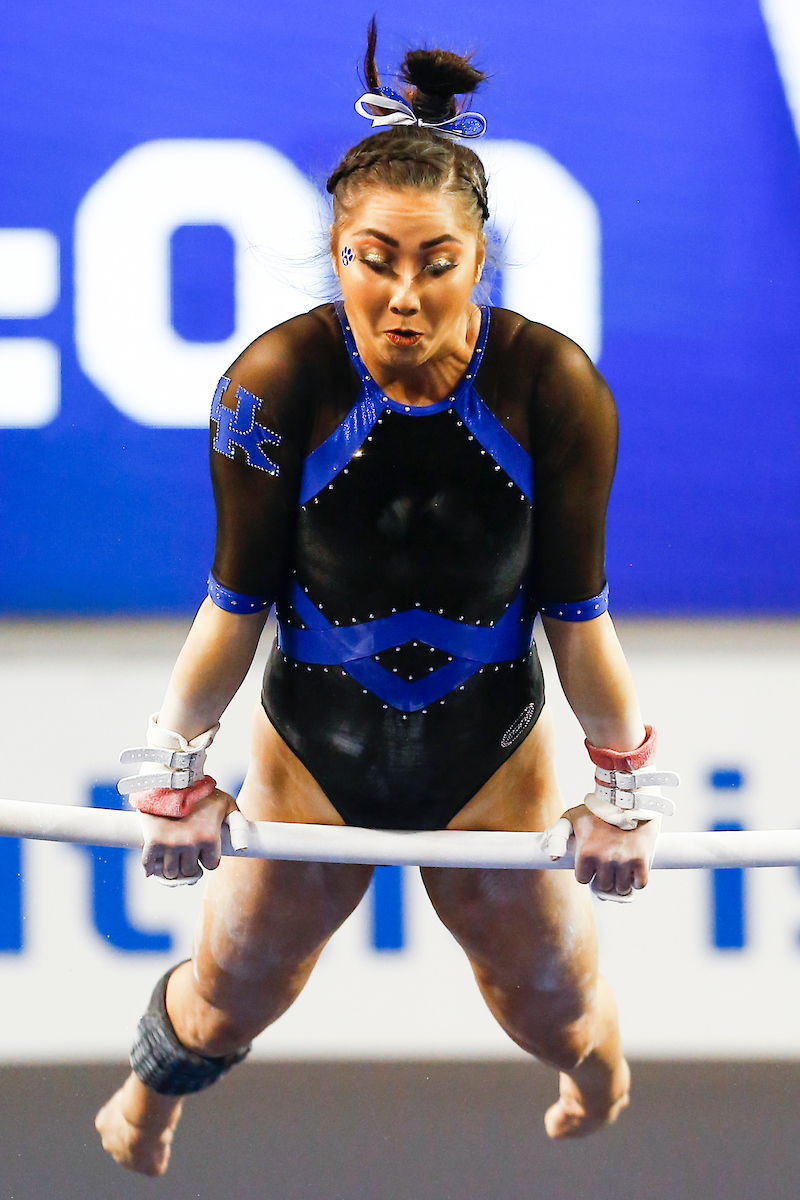 Alaina Kwan.

Gymnastics blue-white meet.

Photo by Hannah Phillips | UK Athletics