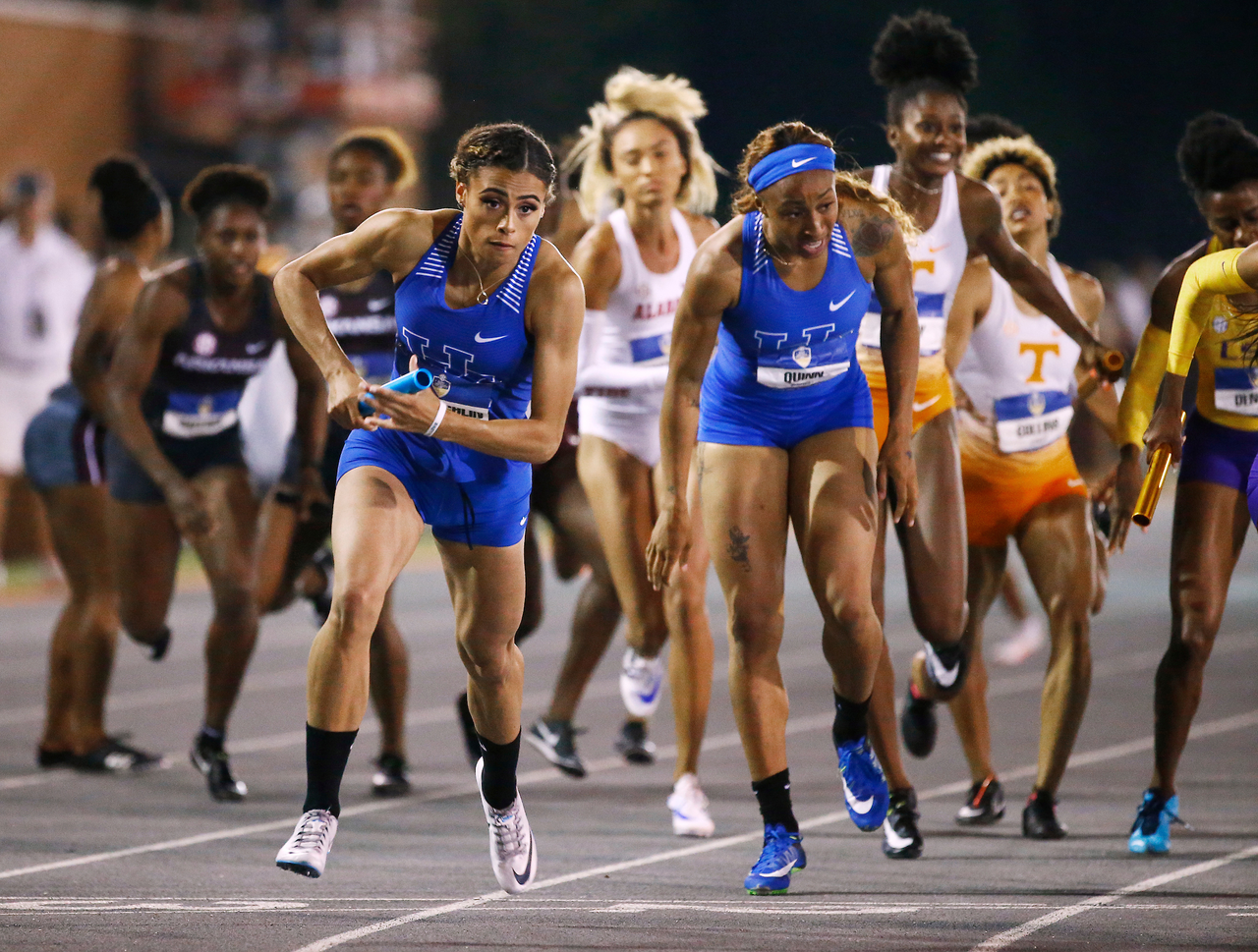 Sydney McLaughlin. Jasmine Camacho-Quinn.

Day three of the 2018 SEC Outdoor Track and Field Championships on Sunday, May 13, 2018, at Tom Black Track in Knoxville, TN.

Photo by Chet White | UK Athletics
