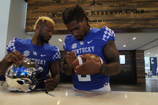 Mike Edwards. Dorian Baker.

Women's clinic hosted by Kentucky Football on July 28th, 2018 at Kroger Field in Lexington, Ky.

Photo by Quinlan Ulysses Foster I UK Athletics