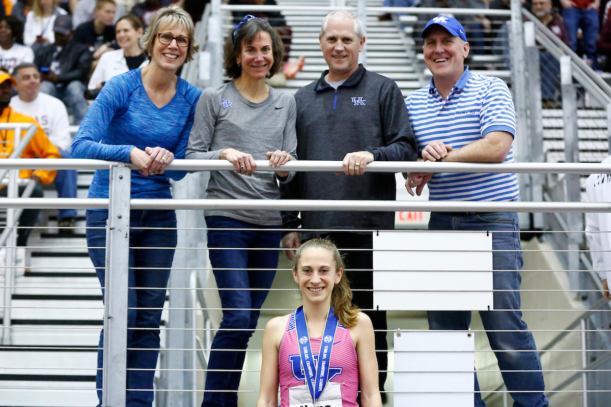 Katy Kunc and family.

The University of Kentucky track and field team competes in day two of the 2018 SEC Indoor Track and Field Championships at the Gilliam Indoor Track Stadium in College Station, TX., on Sunday, February 25, 2018.

Photo by Chet White | UK Athletics
