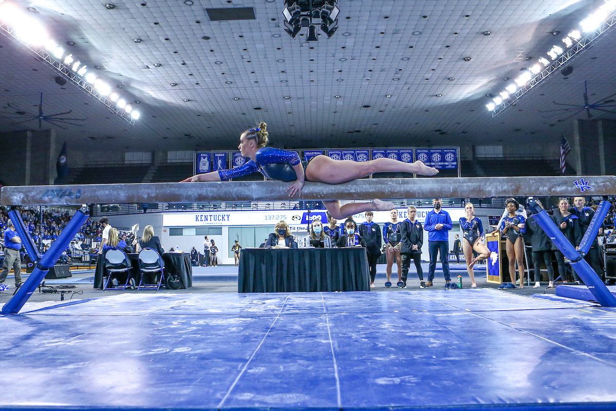 Josie Angeny.

Kentucky defeats Mizzou 197.450-196.875.

Photo by Sarah Caputi | UK Athletics