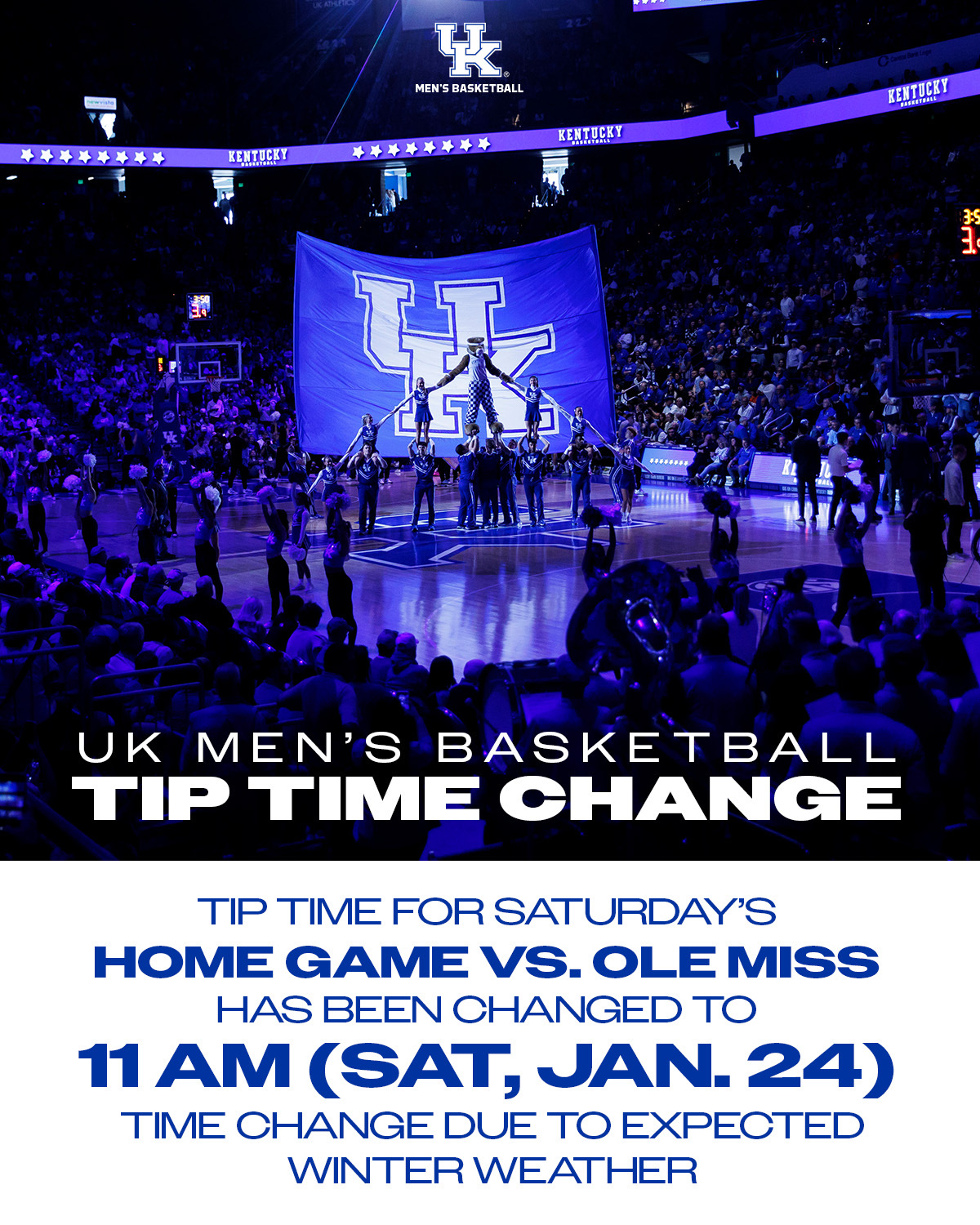Kentucky Men’s Basketball Tipoff vs. Ole Miss Moved Earlier to 11 a.m. ET