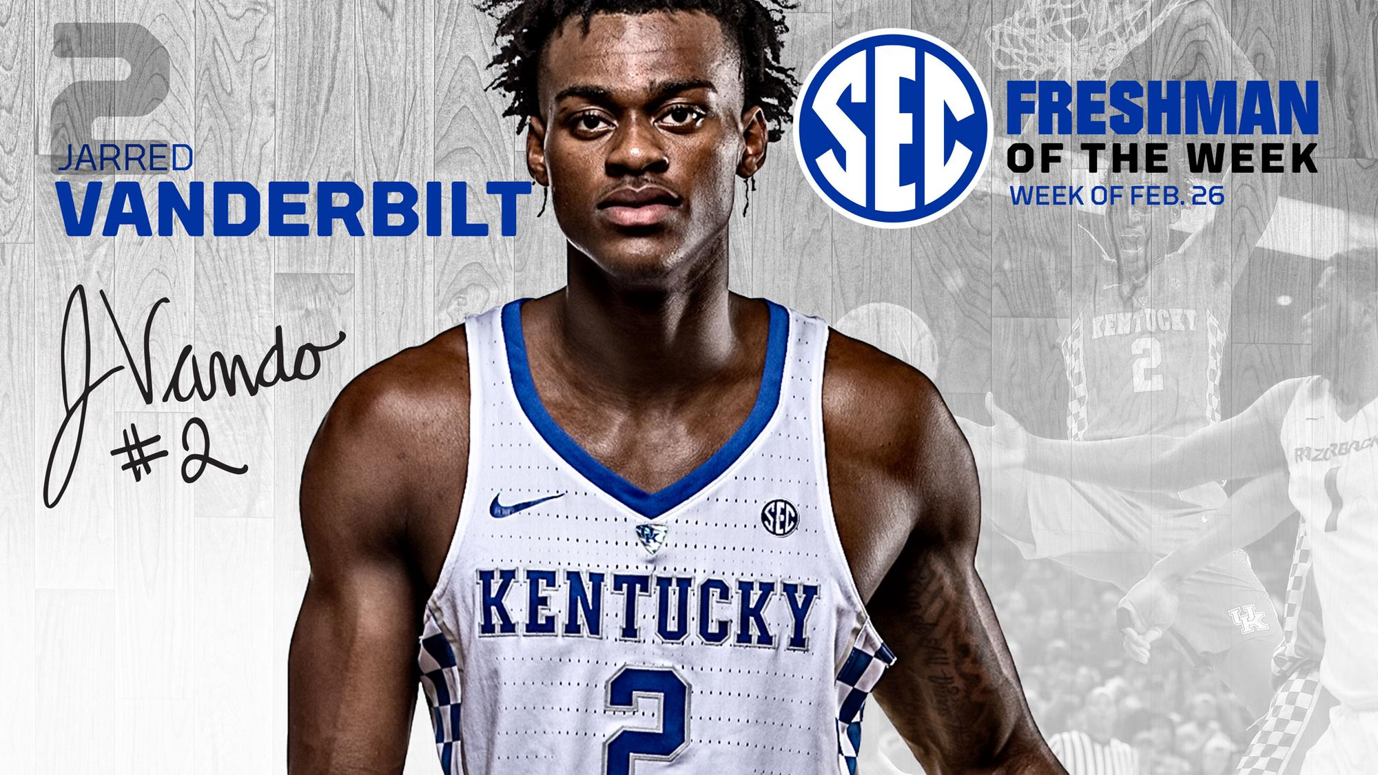 Jarred Vanderbilt Tabbed SEC Freshman of the Week