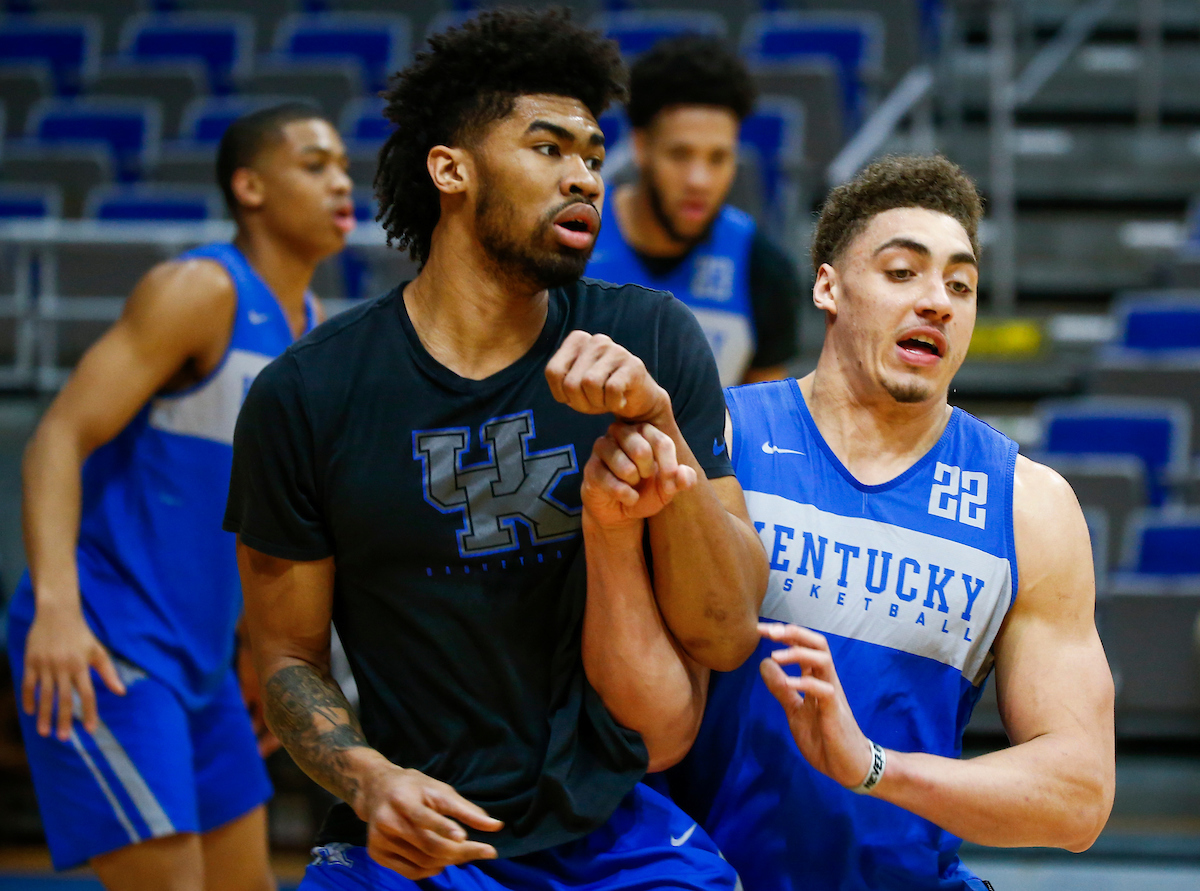 Nick Richards. Reid Travis.

Practice and pressers. 

Photo by Chet White | UK Athletics