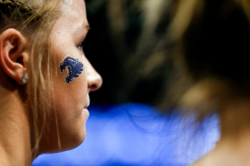 Mollie Korth. 

Kentucky beat Missouri 196.525 to 195.500 at UKs Excite Night.

Photo by Eddie Justice | UK Athletics