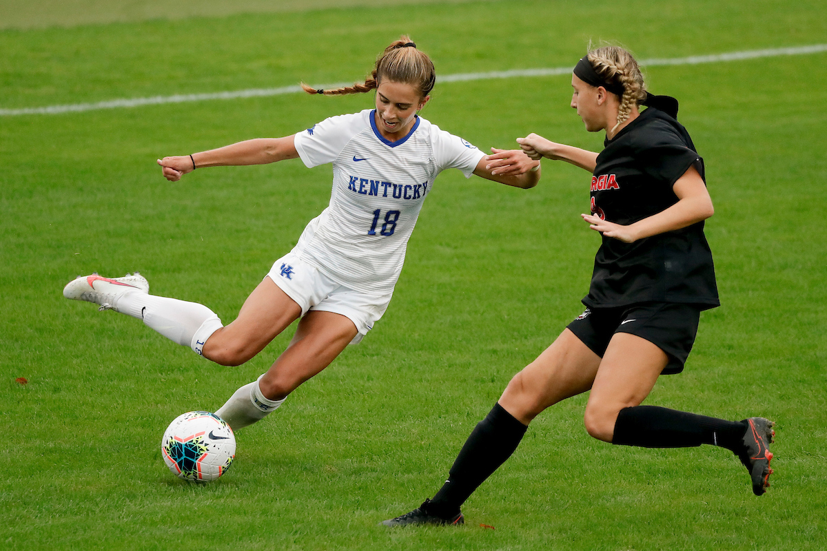 Caroline Trout.

UK women’s soccer tied Georgia 1-1 in double OT on Sunday, October 11, 2020, at The Bell in Lexington, Ky.

Photo by Chet White | UK Athletics
