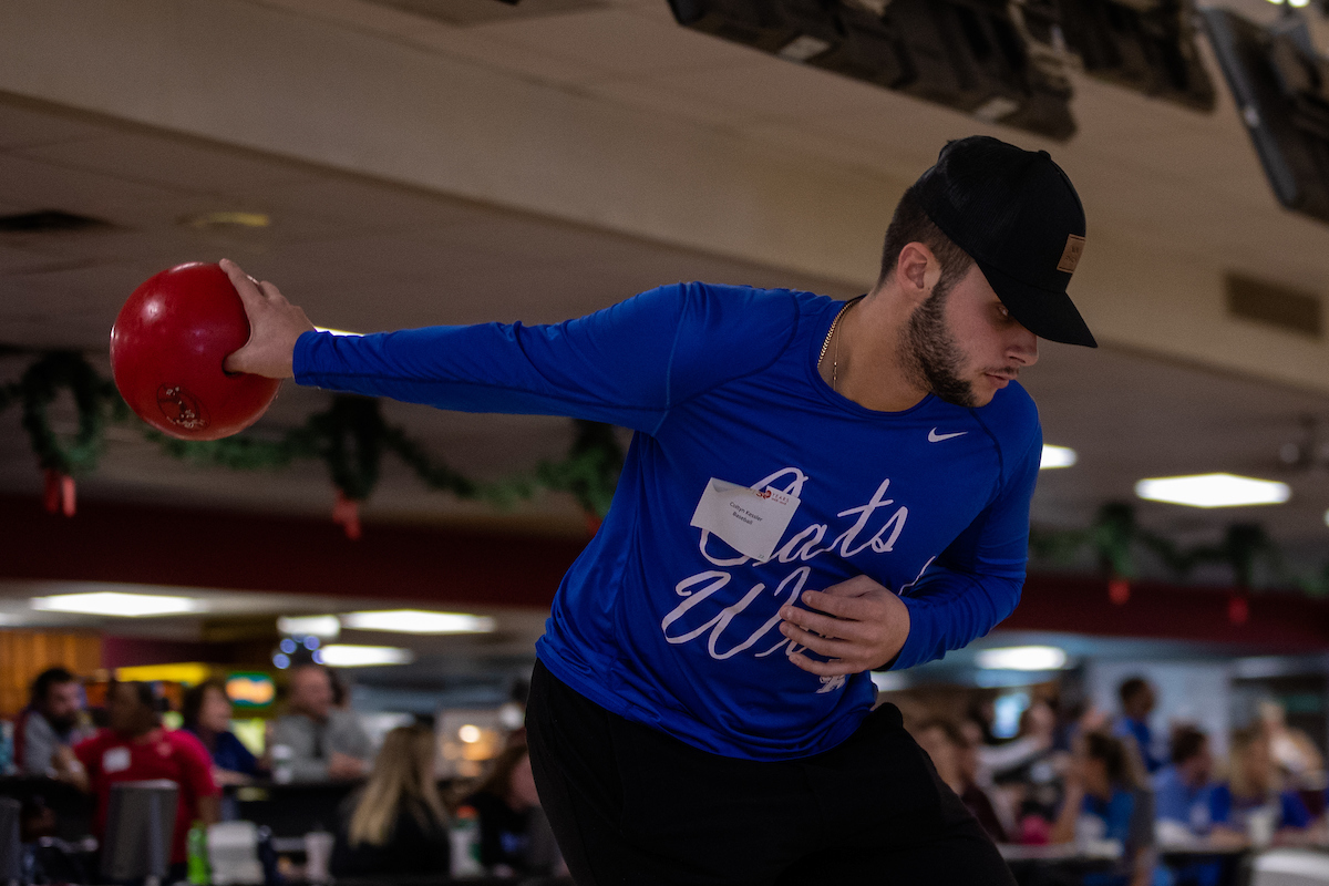 UK athletes bowl with members of Special Olympics at Collins Bowling Alley on , Saturday Dec. 8, 2018  in Lexington, Ky. Photo by Mark Mahan