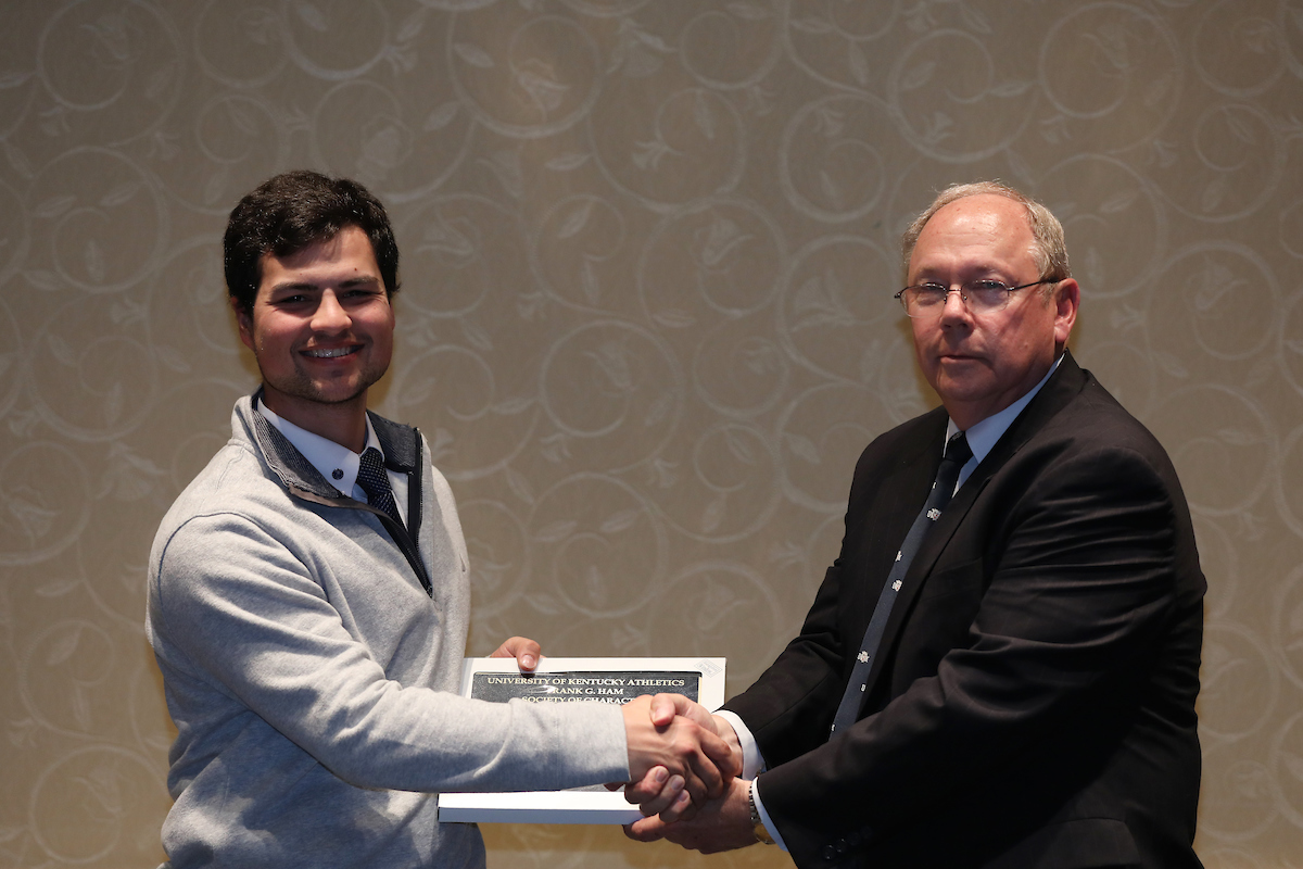 Marshall Gei. 

Frank G. Ham Society of Character induction.

Photo by Quinn Foster | UK Athletics