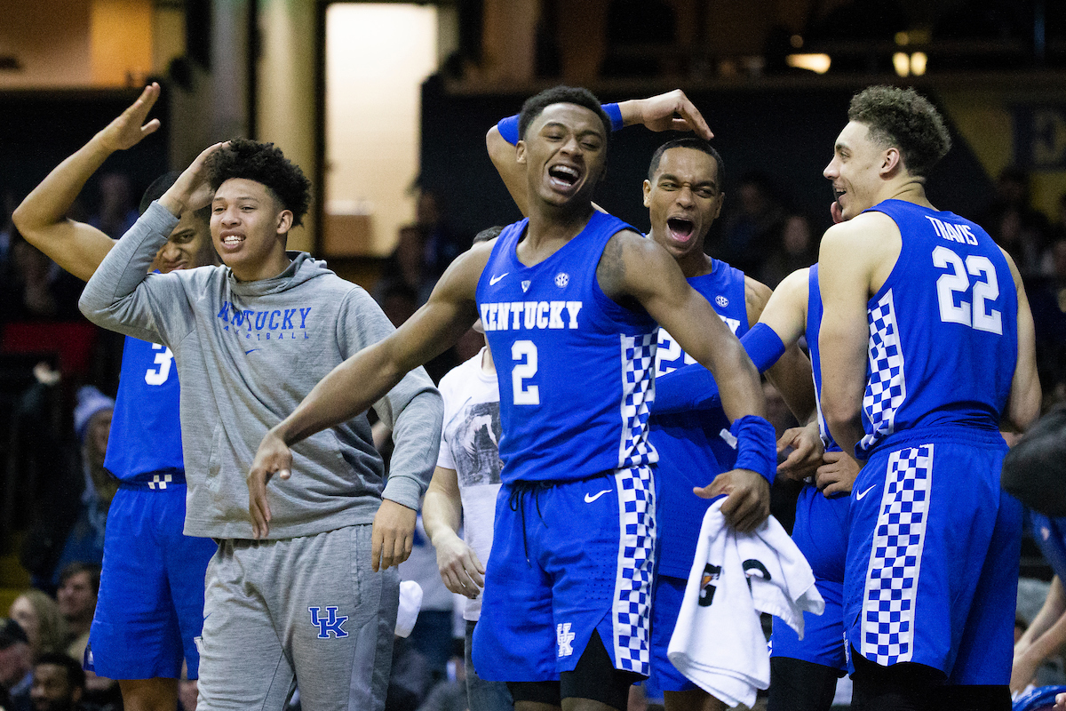Team. Ashton Hagans. Zan Payne. PJ Washington. Reid Travis.

Kentucky beat Vanderbilt 87-52 on Tuesday, January 29, 2019, at Memorial Gym in Nashville, TN.

Photo by Chet White| UK Athletics