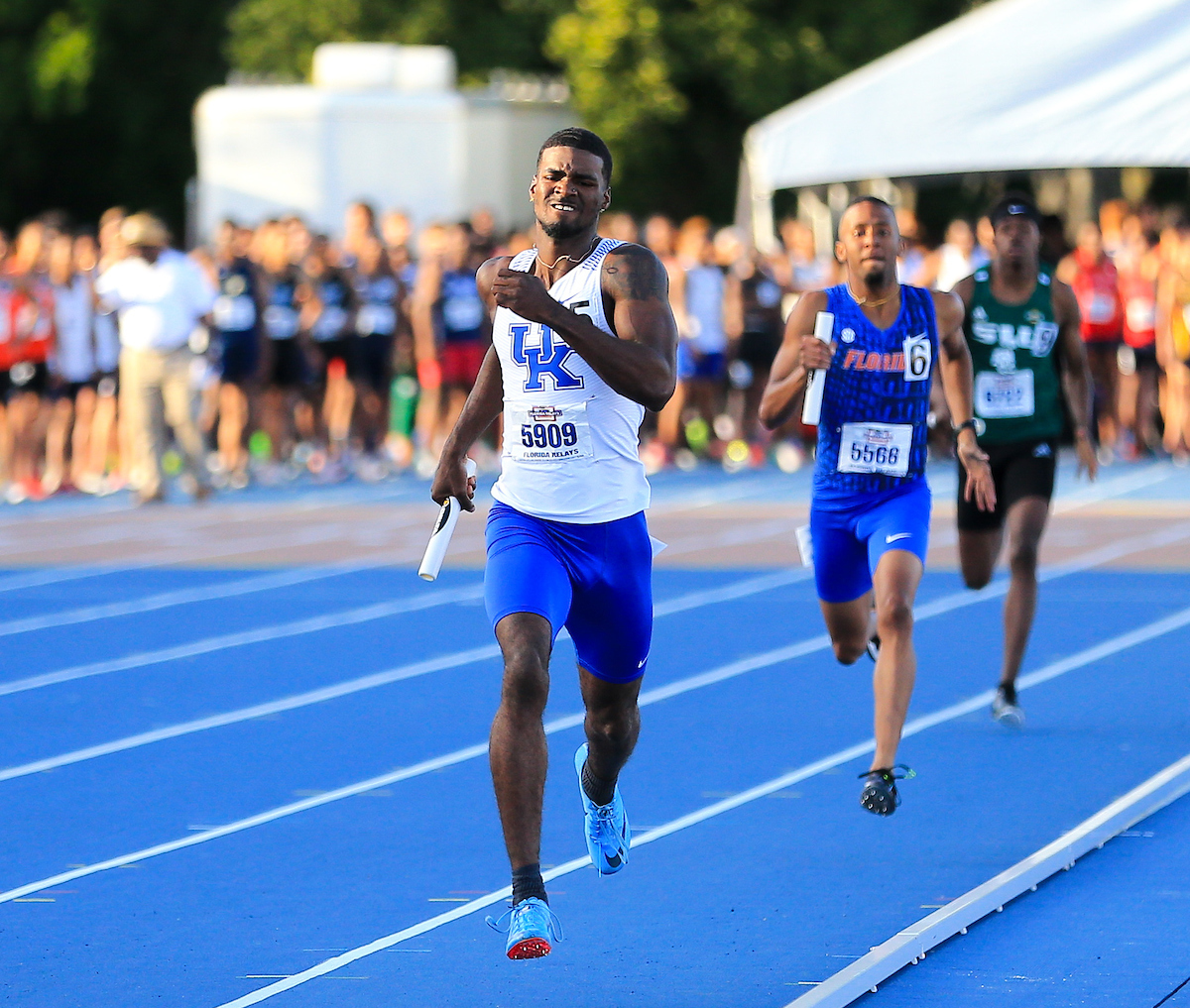 during the Pepsi Florida Relays at James G. Pressly Stadium on Friday, March 29, 2019 in Gainesville, Fla. (Photo by Matt Stamey)