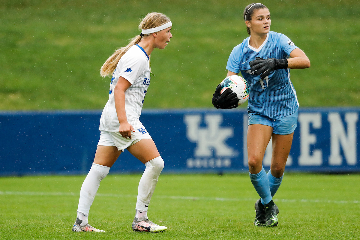 Marie Olesen.

UK women’s soccer tied Georgia 1-1 in double OT on Sunday, October 11, 2020, at The Bell in Lexington, Ky.

Photo by Chet White | UK Athletics