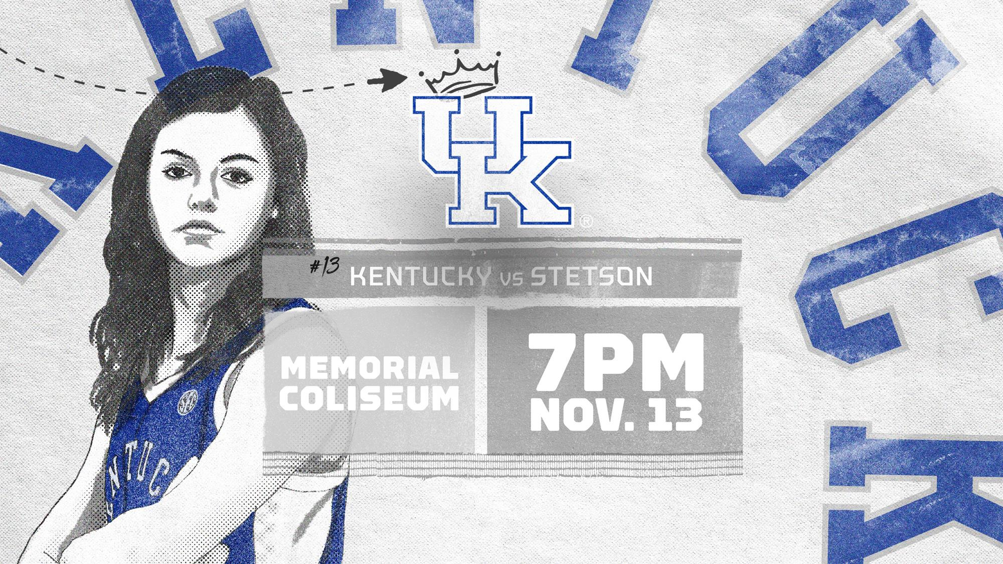 No. 13 Kentucky Returns to Memorial Coliseum Wednesday vs. Stetson