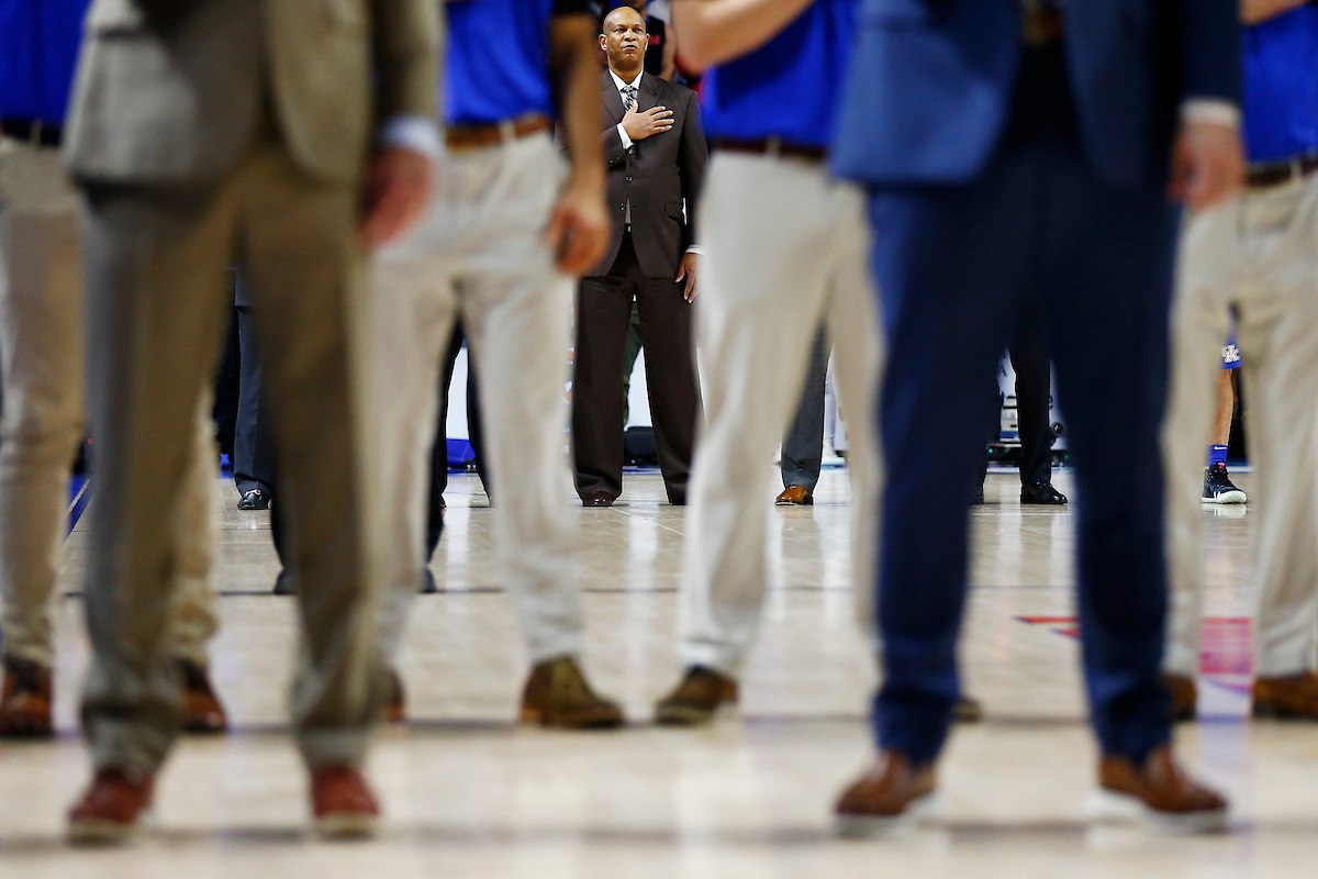 Kenny Payne. National Anthem.

Kentucky men's basketball beat Florida 65-54.

Photo by Quinn Foster | UK Athletics