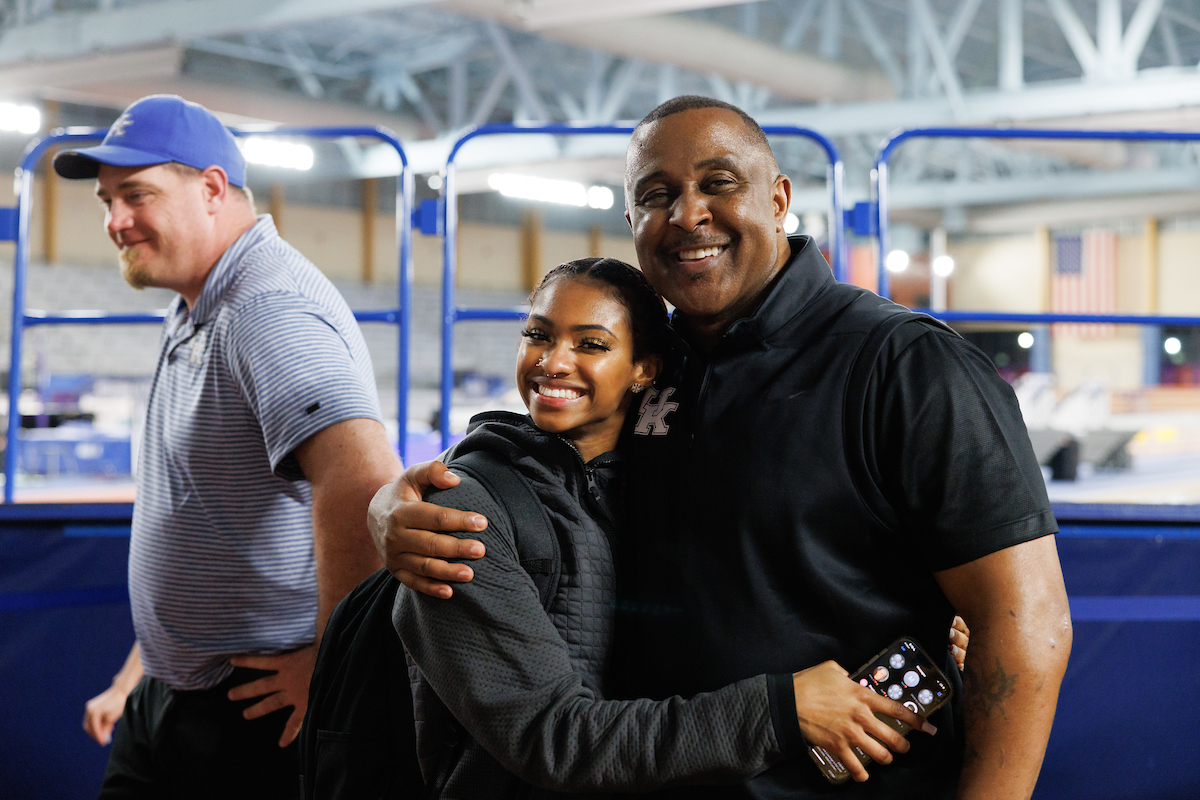 Masai Russell. Coach Greene.

Day 1 of NCAA Track and Field Championship.

Photo by Elliott Hess | UK Athletics