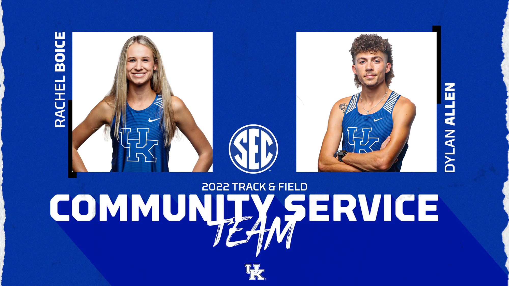 Dylan Allen, Rachel Boice Selected to 2022 SEC T&F Community Service Team