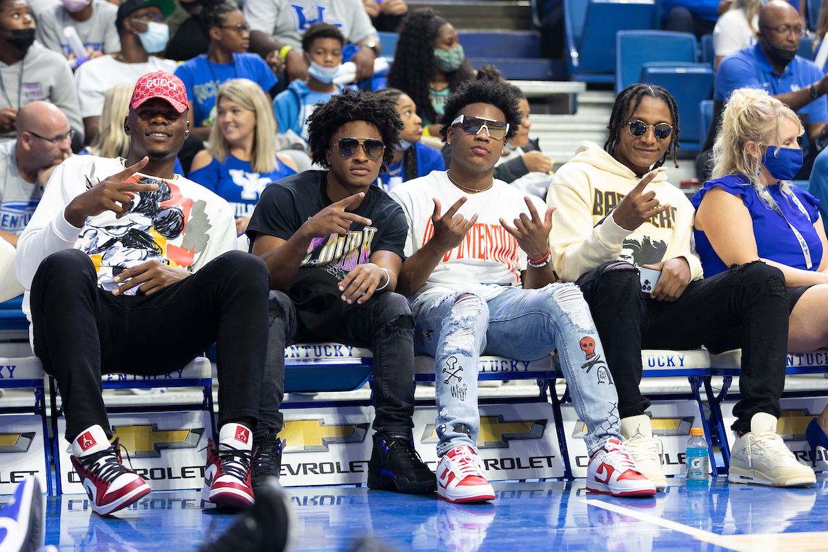 Oscar Tshiebwe. Kareem Watkins. Sahvir Wheeler. TyTy Washington Jr.

Big Blue Madness.

Photo by Grant Lee | UK Athletics